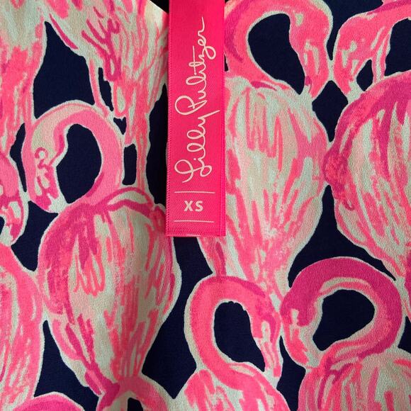Lilly Pulitzer Florin Flamingo Reversible Sleeveless Tank Top Pink and Navy XS - Picture 3 of 5